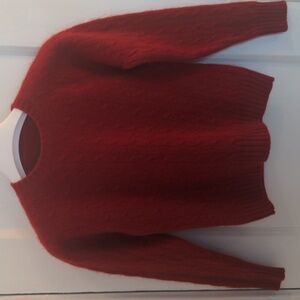 Vintage 100% Cashmere Red Cable knit Sweater, Cropped, Scottish Excellent Cond.